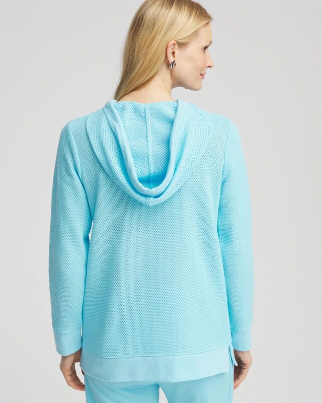Zenergy Crochet Knit Hooded Pullover Top - image 3